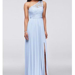 David's Bridal Ice Blue Bridesmaid Dress, Size 8